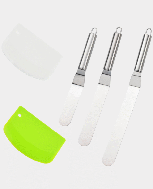 Dough Scraper and Stainless Steel Cake Icing Spatula